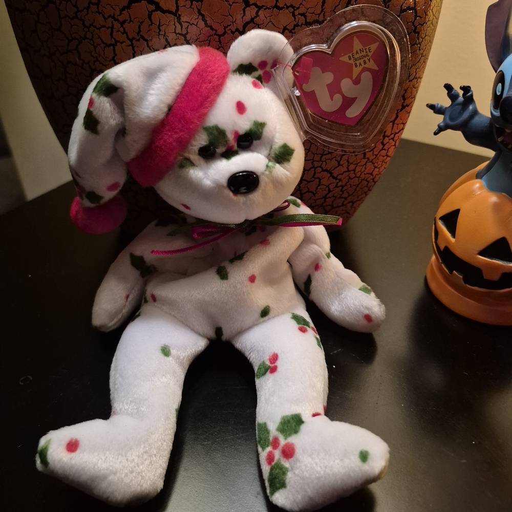 Ty Holiday Bear with Pink and Green Details